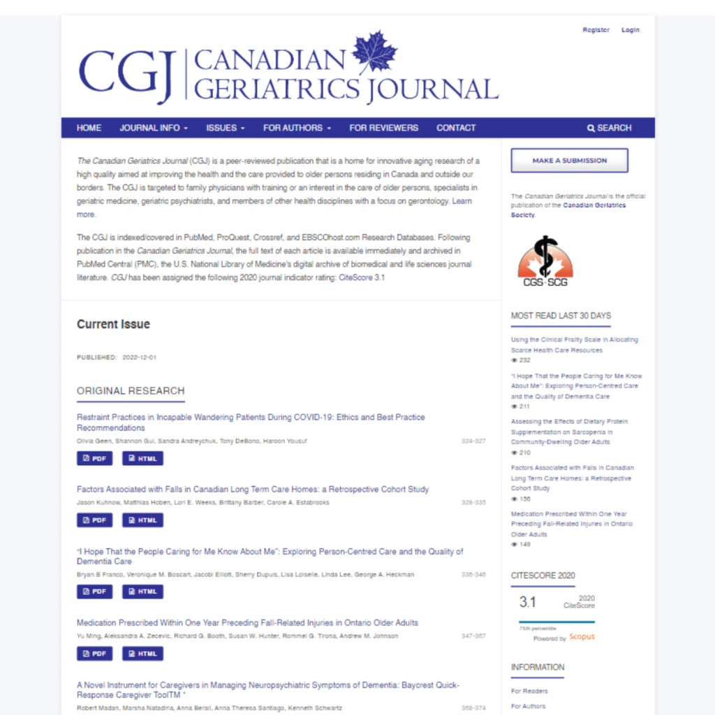 Canadian Geriatrics Journal